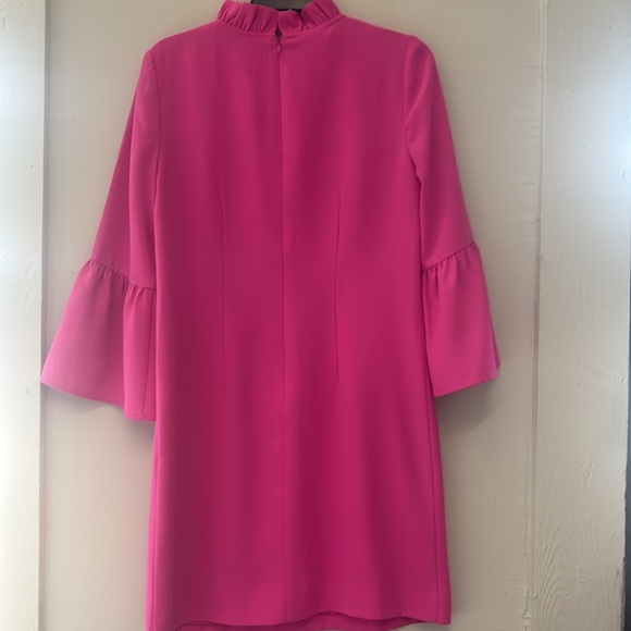 J. Crew Hot Prink Ruffle Neck Dress Size 4 - Picture 5 of 5